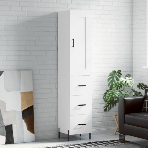 Højskab 34,5 x 34 x 180 cm i konstrueret træ - hvid