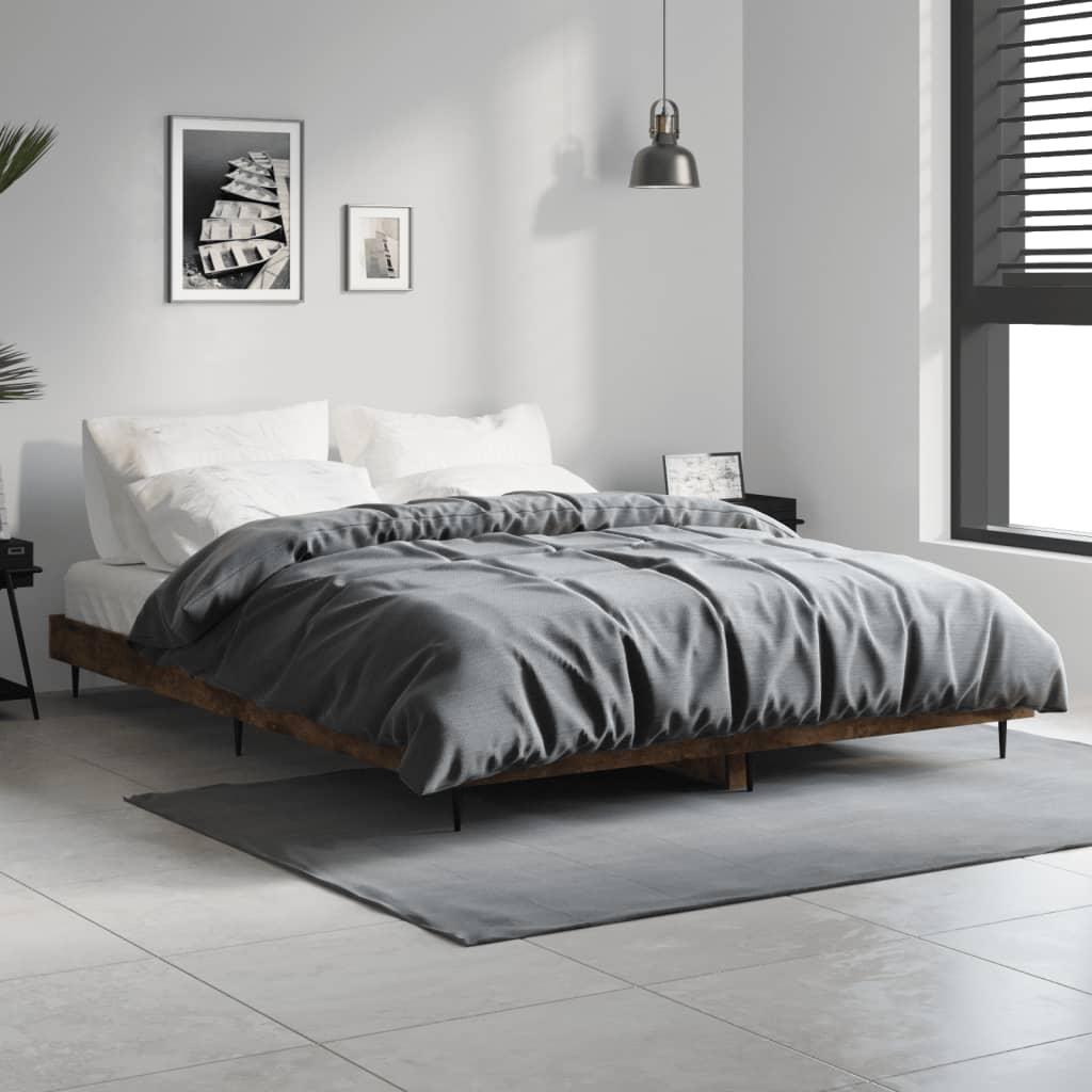 Sengeramme 140x190 cm uden madras konstrueret træ røget eg