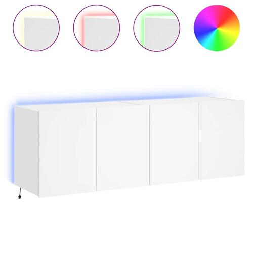 Væghængte tv-borde 2 stk. med LED-lys 60x35x41 cm hvid