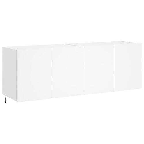 Væghængte tv-borde 2 stk. med LED-lys 60x35x41 cm hvid