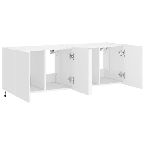 Væghængte tv-borde 2 stk. med LED-lys 60x35x41 cm hvid