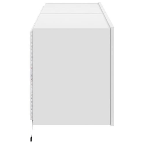 Væghængte tv-borde 2 stk. med LED-lys 60x35x41 cm hvid