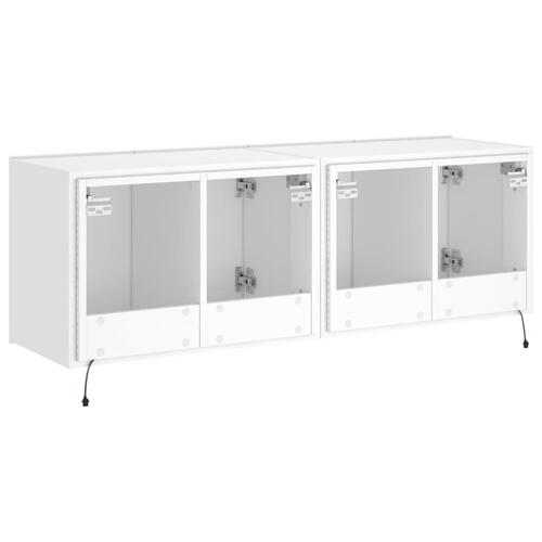 Væghængte tv-borde 2 stk. med LED-lys 60x35x41 cm hvid