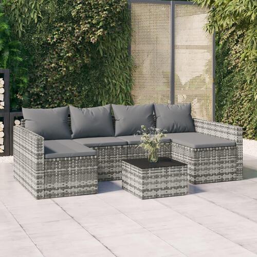 Loungesæt til haven 2 dele med hynder polyrattan grå