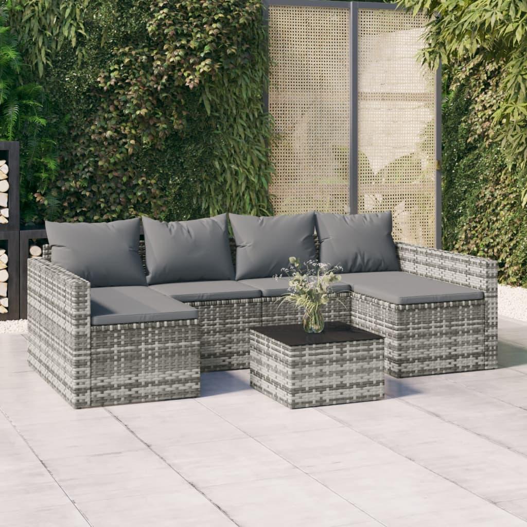Loungesæt til haven 2 dele med hynder polyrattan grå