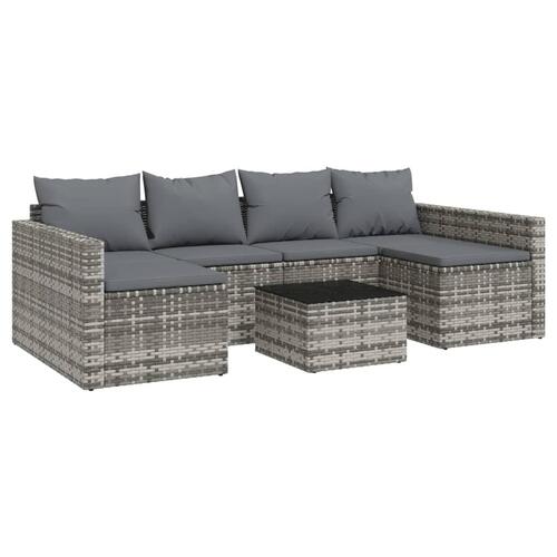 Loungesæt til haven 2 dele med hynder polyrattan grå