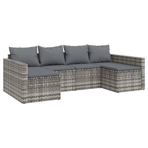 Loungesæt til haven 2 dele med hynder polyrattan grå