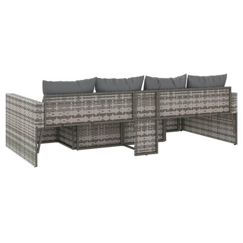 Loungesæt til haven 2 dele med hynder polyrattan grå