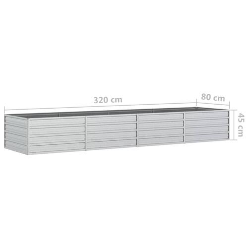 Højbed 320x80x45 cm galvaniseret stål sølvfarvet