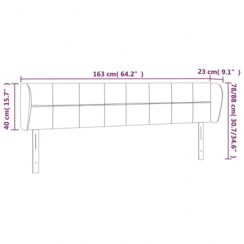 Sengegavl med kanter 163 x 23 x 78/88 cm - sort