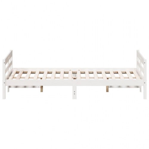 Sengeramme uden madras 120x200 cm massivt fyrretræ hvid