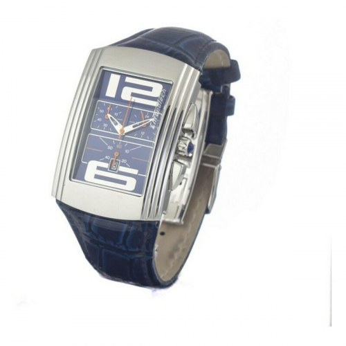 Chronotech Herreur CT7018M-09 - blå læderrem, Ø 33 mm