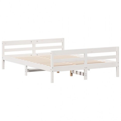 Sengeramme uden madras 120x200 cm massivt fyrretræ hvid