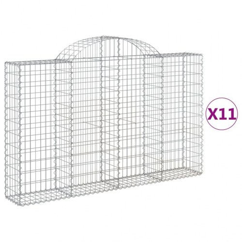 Buede gabionkurve - 11 stk. 200×30×120/140 cm i galvaniseret jern