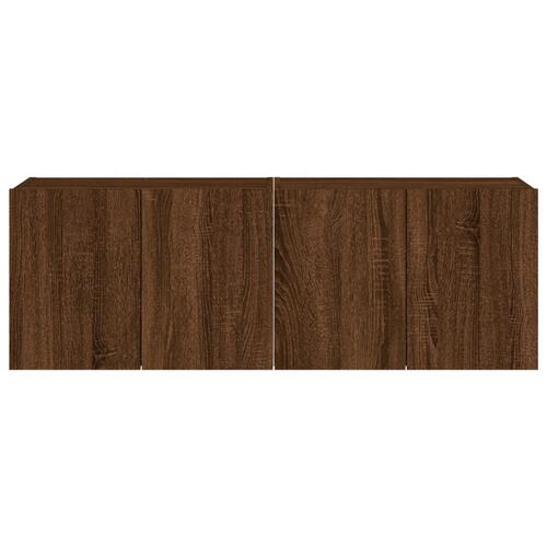 Væghængte tv-borde 2 stk. med LED-lys 60x35x41 cm brunt egetræ