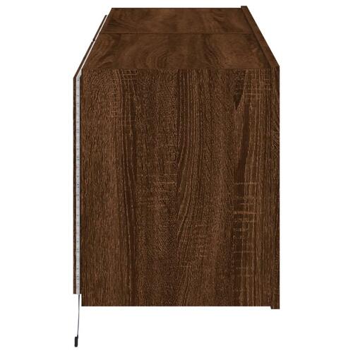 Væghængte tv-borde 2 stk. med LED-lys 60x35x41 cm brunt egetræ