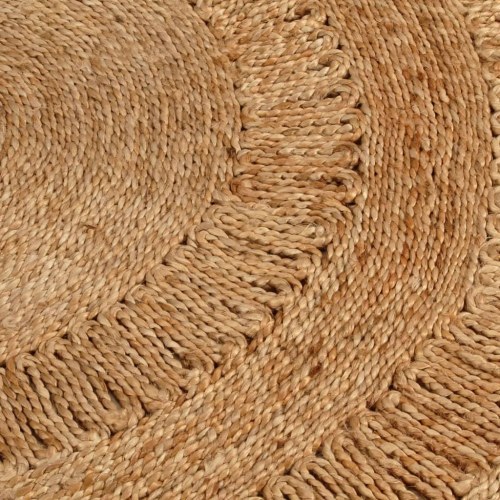 Gulvtæppe 90 cm håndflettet jute rundt