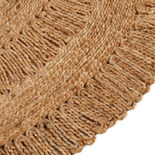 Gulvtæppe 90 cm håndflettet jute rundt