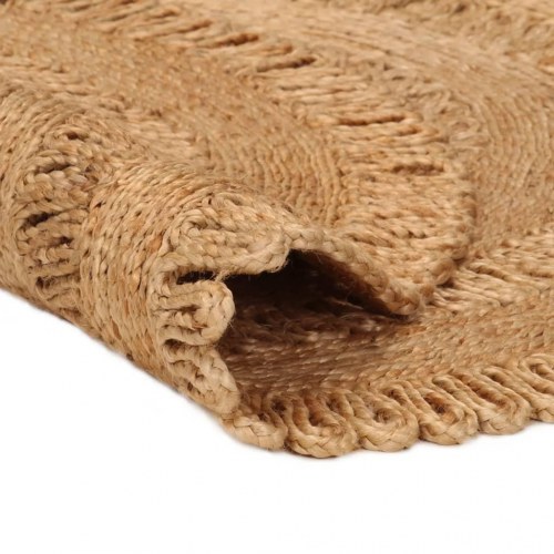 Gulvtæppe 90 cm håndflettet jute rundt