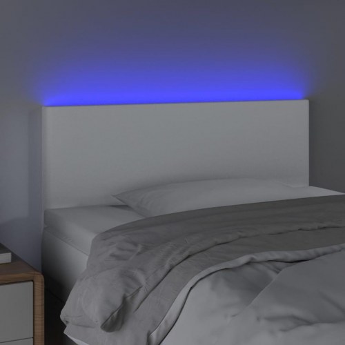 Sengegavl med LED-lys 100 x 5 x 78/88 cm kunstlæder - hvid