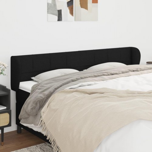 Sengegavl med kanter 203 x 23 x 78/88 cm stof - sort