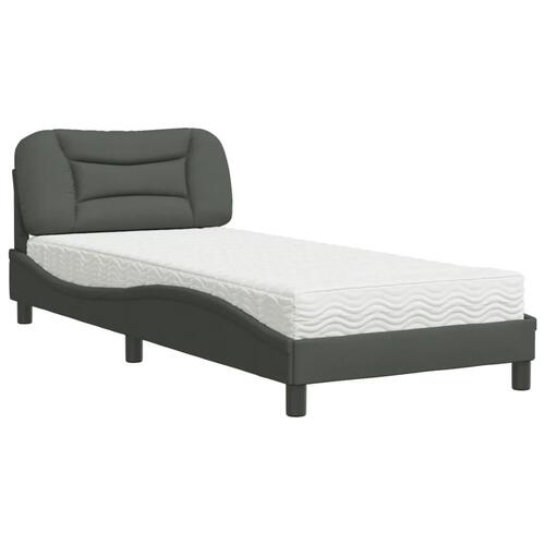 Seng med madras 90x190 cm stof mørkegrå
