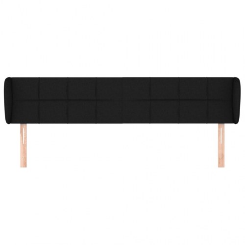 Sengegavl med kanter 203 x 23 x 78/88 cm stof - sort
