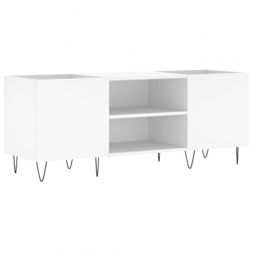 Vinylskab 121×38×48 cm i hvidt konstrueret træ - TV-bord med jernfødder