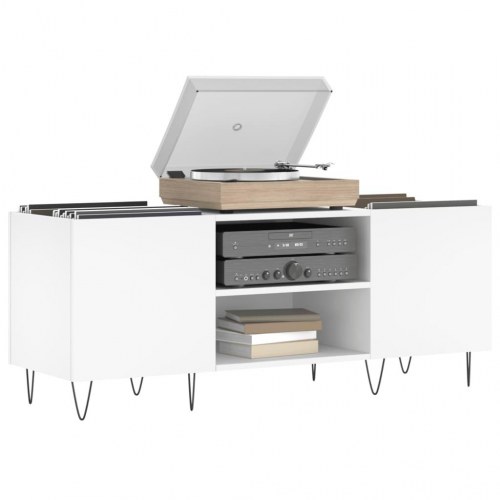 Vinylskab 121×38×48 cm i hvidt konstrueret træ - TV-bord med jernfødder