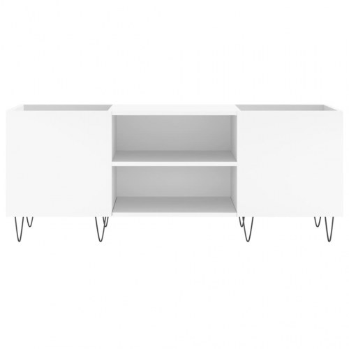 Vinylskab 121×38×48 cm i hvidt konstrueret træ - TV-bord med jernfødder