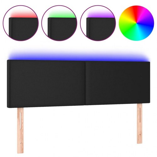 Sengegavl med LED-lys 144 x 5 x 78/88 cm - sort