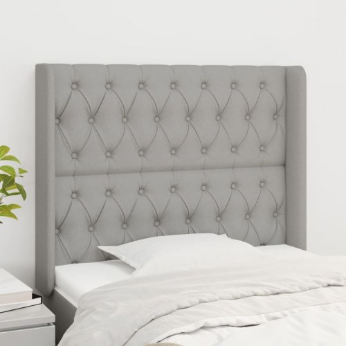 Sengegavl med kanter 93 x 16 x 118/128 cm stof - lysegrå