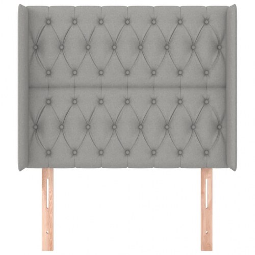 Sengegavl med kanter 93 x 16 x 118/128 cm stof - lysegrå