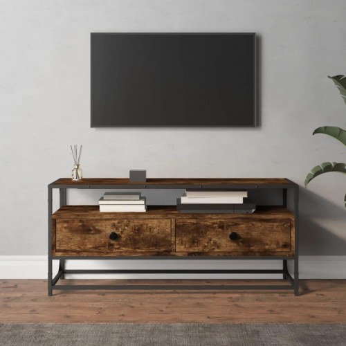 Tv-bord 100x35x45 cm konstrueret træ røget egetræsfarve