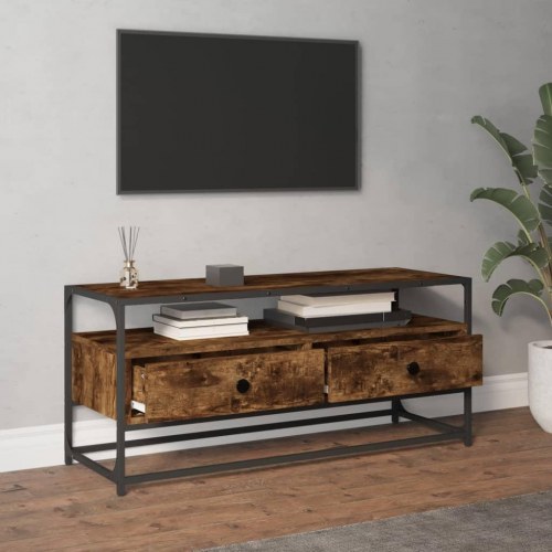 Tv-bord 100x35x45 cm konstrueret træ røget egetræsfarve