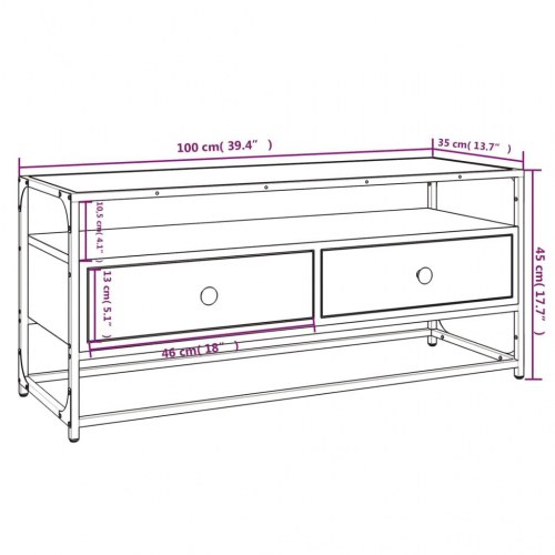 Tv-bord 100x35x45 cm konstrueret træ røget egetræsfarve