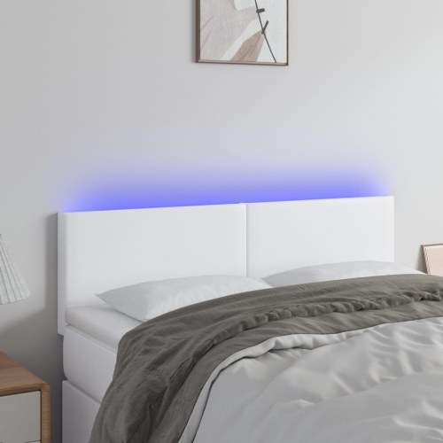 Sengegavl med LED-lys 144 x 5 x 78/88 cm - hvid