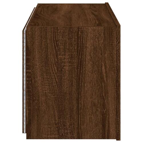 Væghængt tv-bord med LED-lys 80x35x41 cm brun egetræsfarve