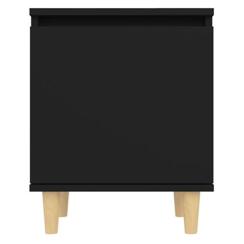 Sengeskab m. ben i massivt træ 40x30x50 cm sort