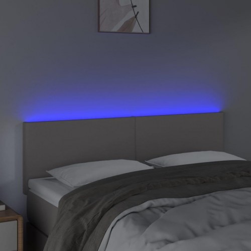 Sengegavl med LED-lys 144 x 5 x 78/88 cm - grå