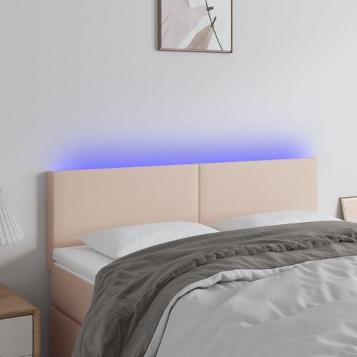 Sengegavl med LED-lys 144 x 5 x 78/88 cm - cappuccino
