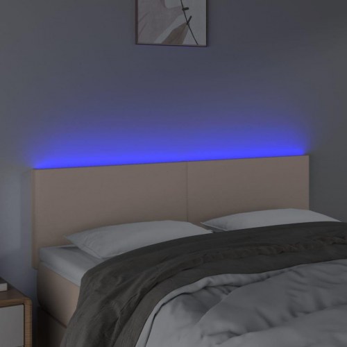 Sengegavl med LED-lys 144 x 5 x 78/88 cm - cappuccino