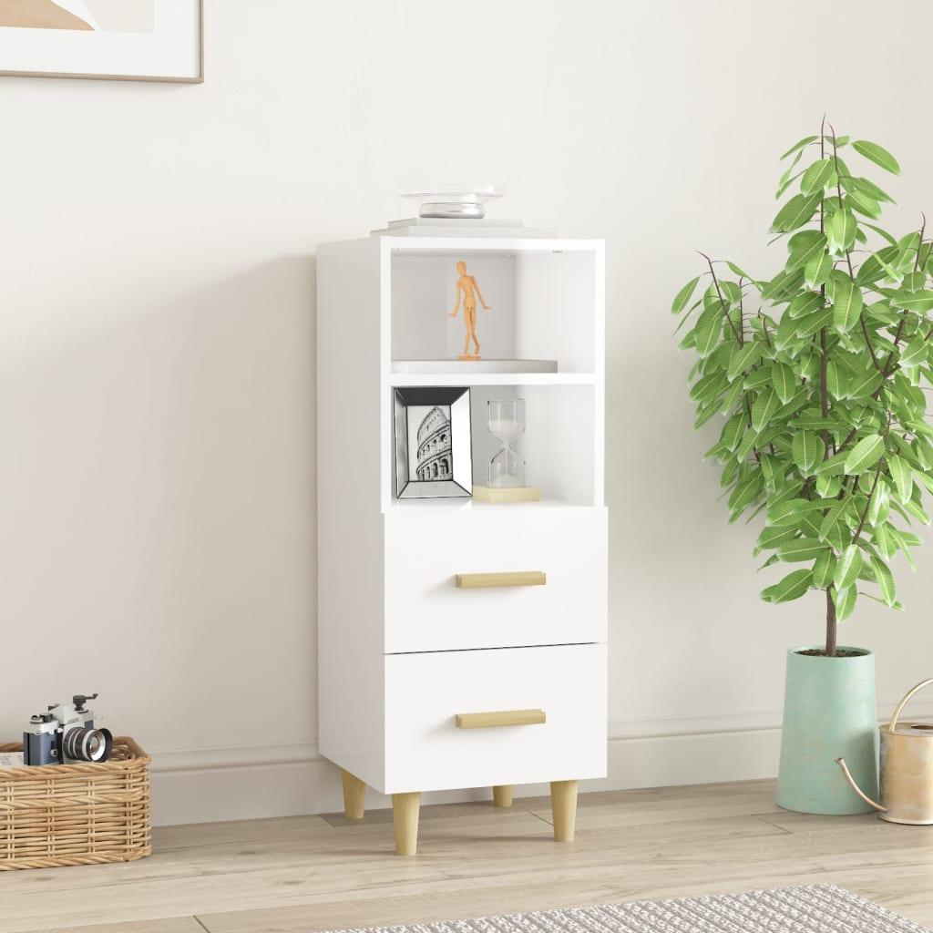 vidaXL skænk 34,5x34x90 cm konstrueret træ hvid højglans