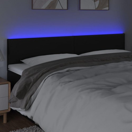 Sengegavl med LED-lys 160 x 5 x 78/88 cm - sort