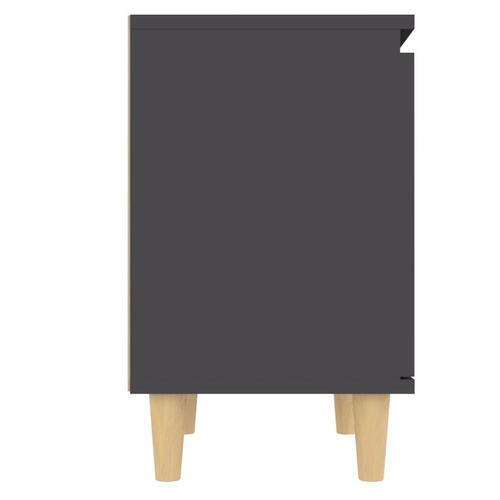 Sengeskabe m. massive træben 2 stk. 40x30x50 cm grå