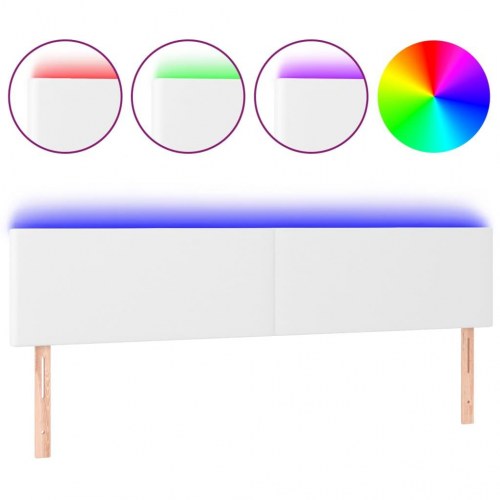 Sengegavl med LED-lys 160 x 5 x 78/88 cm kunstlæder - hvid
