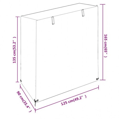 Overtræk til gyngebænk 125×90×135/165 cm - sort PE med lynlås og 8 øjer