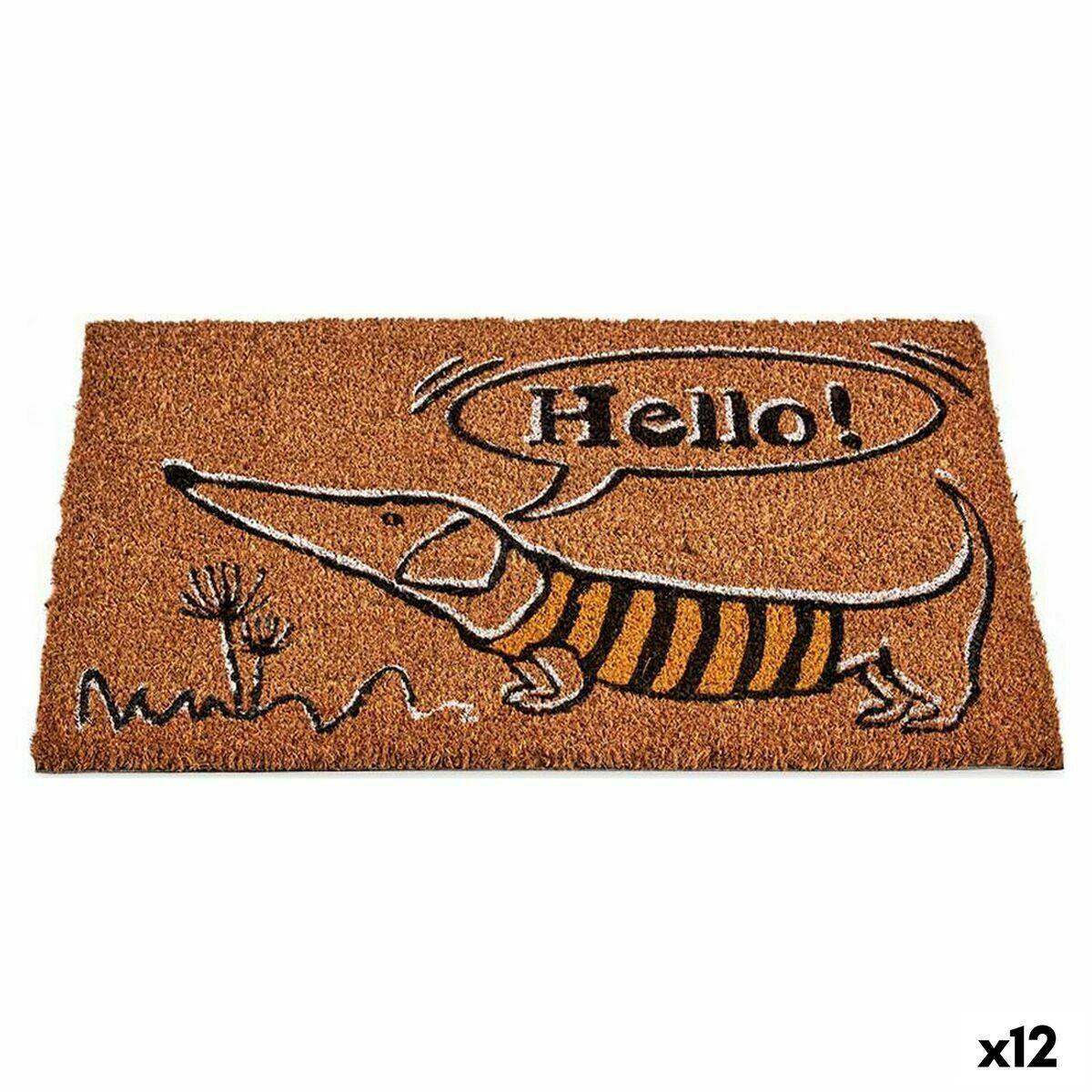 Dørmåtte Hund Natur Sort Gul Kokosnød Fiber (40 x 1,5 x 60 cm) (12 enheder)