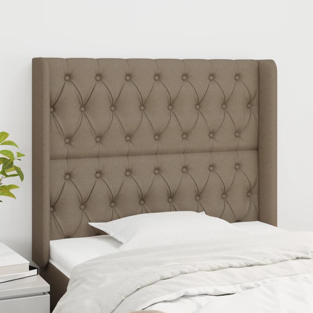 Sengegavl Med Kanter 83X16X78/128 Cm Stof Gråbrun - 93 x 16 x 118/128 cm