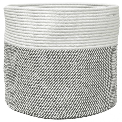 Opbevaringskurv Ø40 x 35 cm - grå og hvid